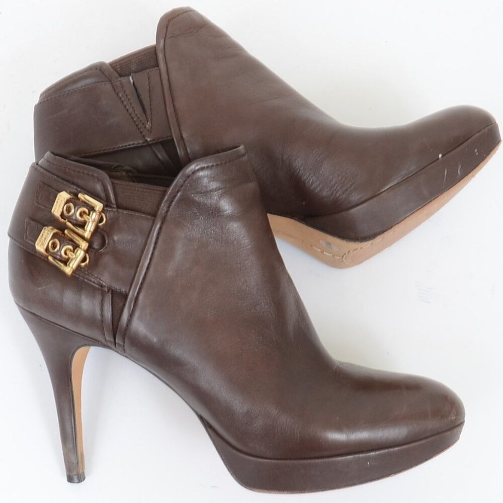 Vince Camuto Elaina Womens 9‎ Leather Double Buckle Platform Dressy Office Boots